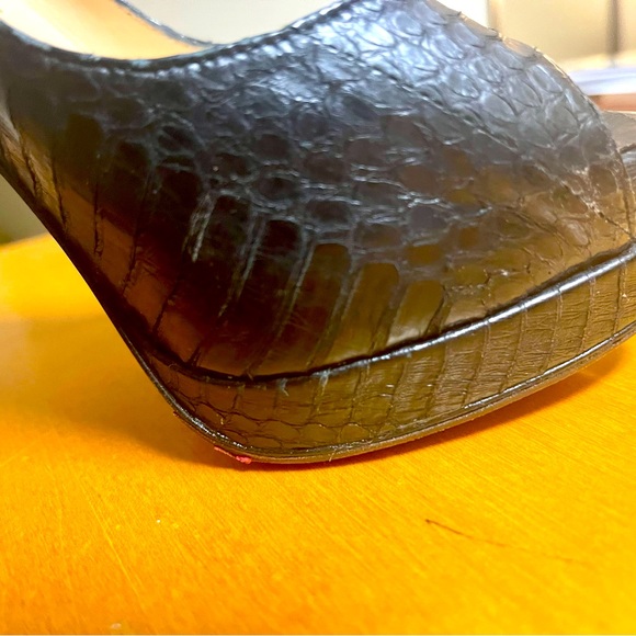 Black Python Platform Stiletto Heels - Picture 2 of 5